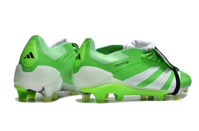 Adidas Predator Green White Low-Cut Synthetic Upper Three-Stripe Midfoot Overlay Firm-Ground Soccer Shoes 5