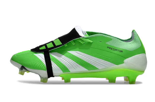 Adidas Predator Green White Low-Cut Synthetic Upper Three-Stripe Midfoot Overlay Firm-Ground Soccer Shoes 7