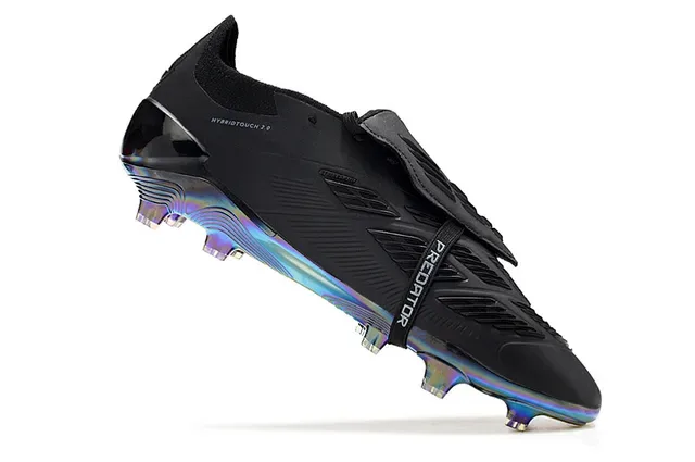 Adidas Predator Laceless Chaussures de football Noir Argent Iridescent Terre Firme 2