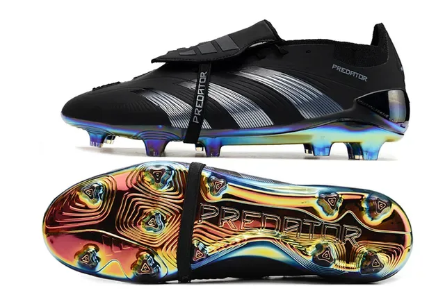 Adidas Predator Laceless Chaussures de football Noir Argent Iridescent Terre Firme 6