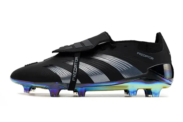Adidas Predator Laceless Chaussures de football Noir Argent Iridescent Terre Firme 7
