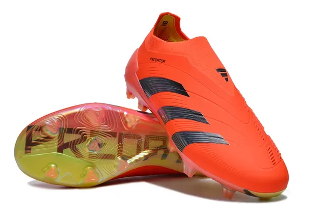 Adidas Predator Tênis de Futebol Laranja Preto, Baixo, Upper de Ajuste a Meia, Três Listras, Gramado Firme 4