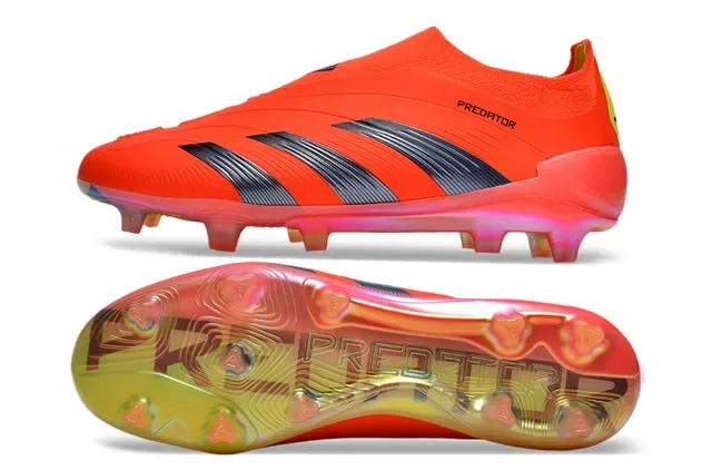 Adidas Predator Tênis de Futebol Laranja Preto, Baixo, Upper de Ajuste a Meia, Três Listras, Gramado Firme 6