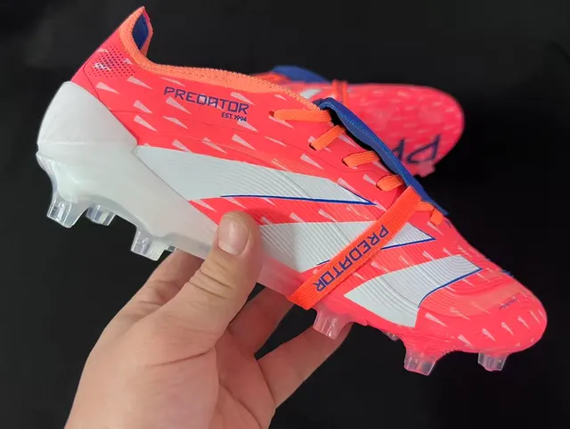 Adidas Predator Orange Bleu Sans lacets Fermeture à sangle Hybrid-Touch Haut Terrain ferme Chaussures de football 6