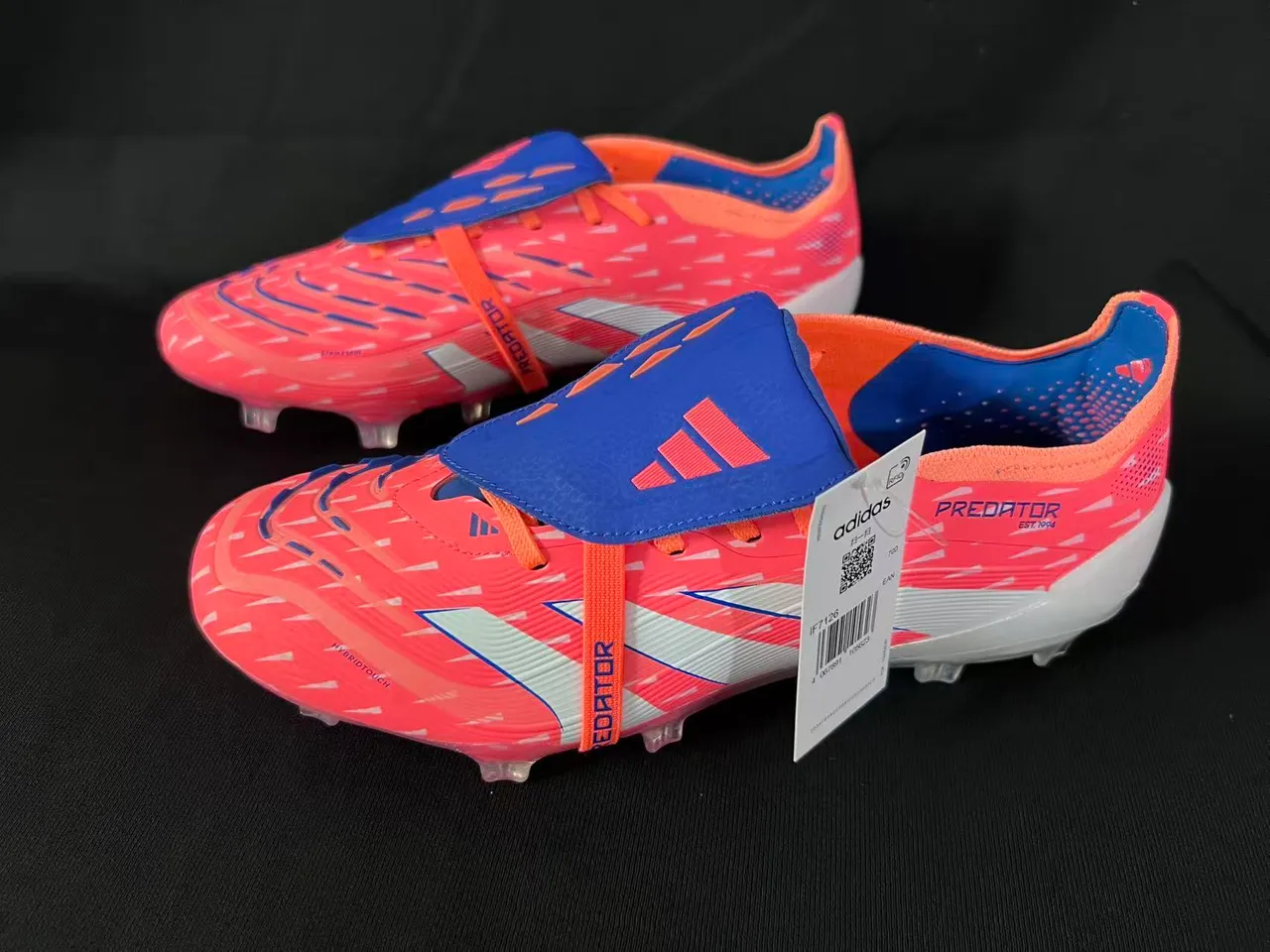 Adidas Predator Orange Bleu Sans lacets Fermeture à sangle Hybrid-Touch Haut Terrain ferme Chaussures de football 10