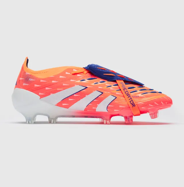 Adidas Predator Orange Bleu Sans lacets Fermeture à sangle Hybrid-Touch Haut Terrain ferme Chaussures de football 12