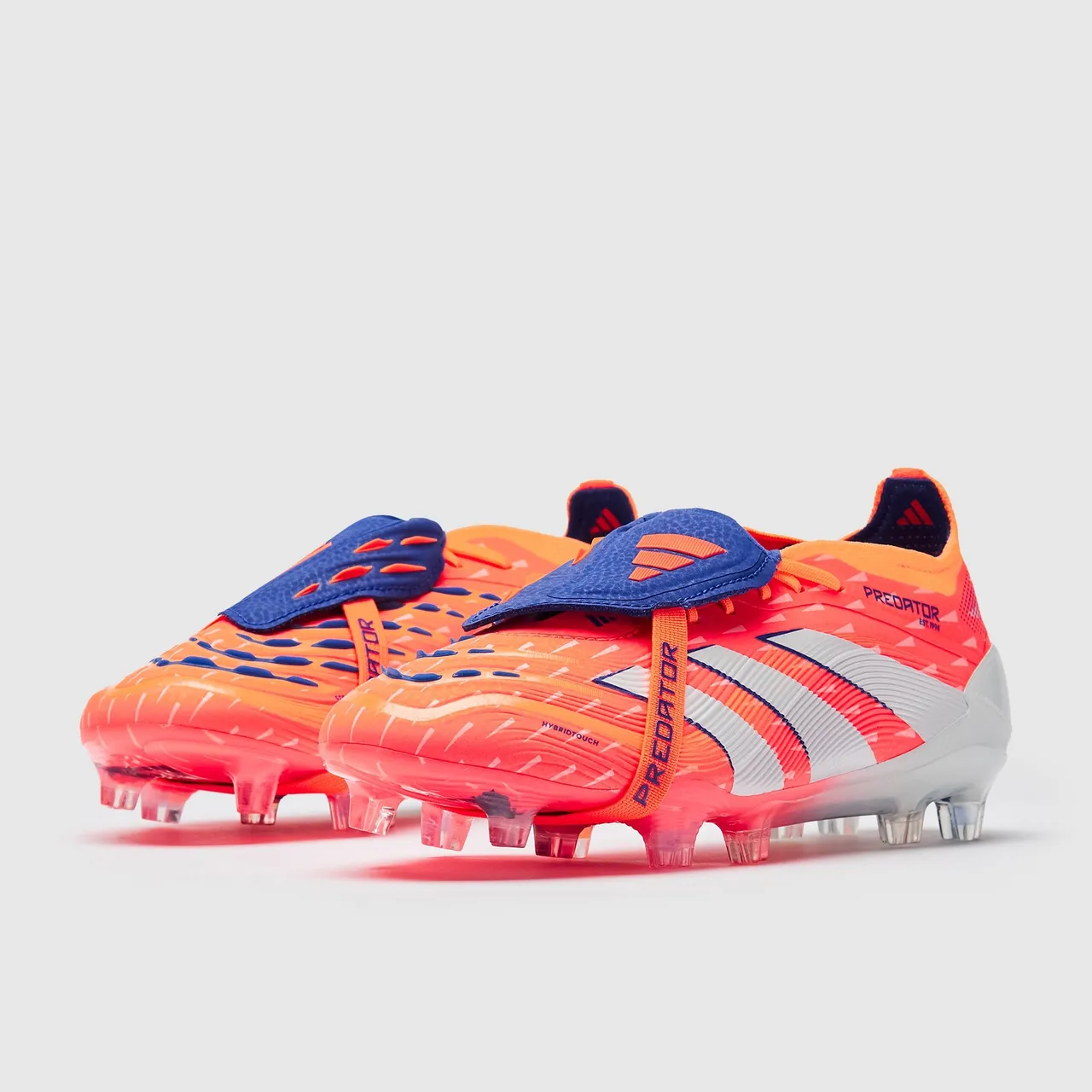 Adidas Predator Orange Bleu Sans lacets Fermeture à sangle Hybrid-Touch Haut Terrain ferme Chaussures de football 14