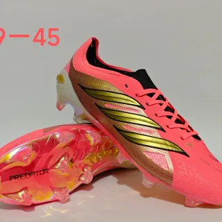Adidas Predator Pink Gold Low-Cut Lace-Up Bootie Metallic Stripes Firm-Ground Soccer Shoes