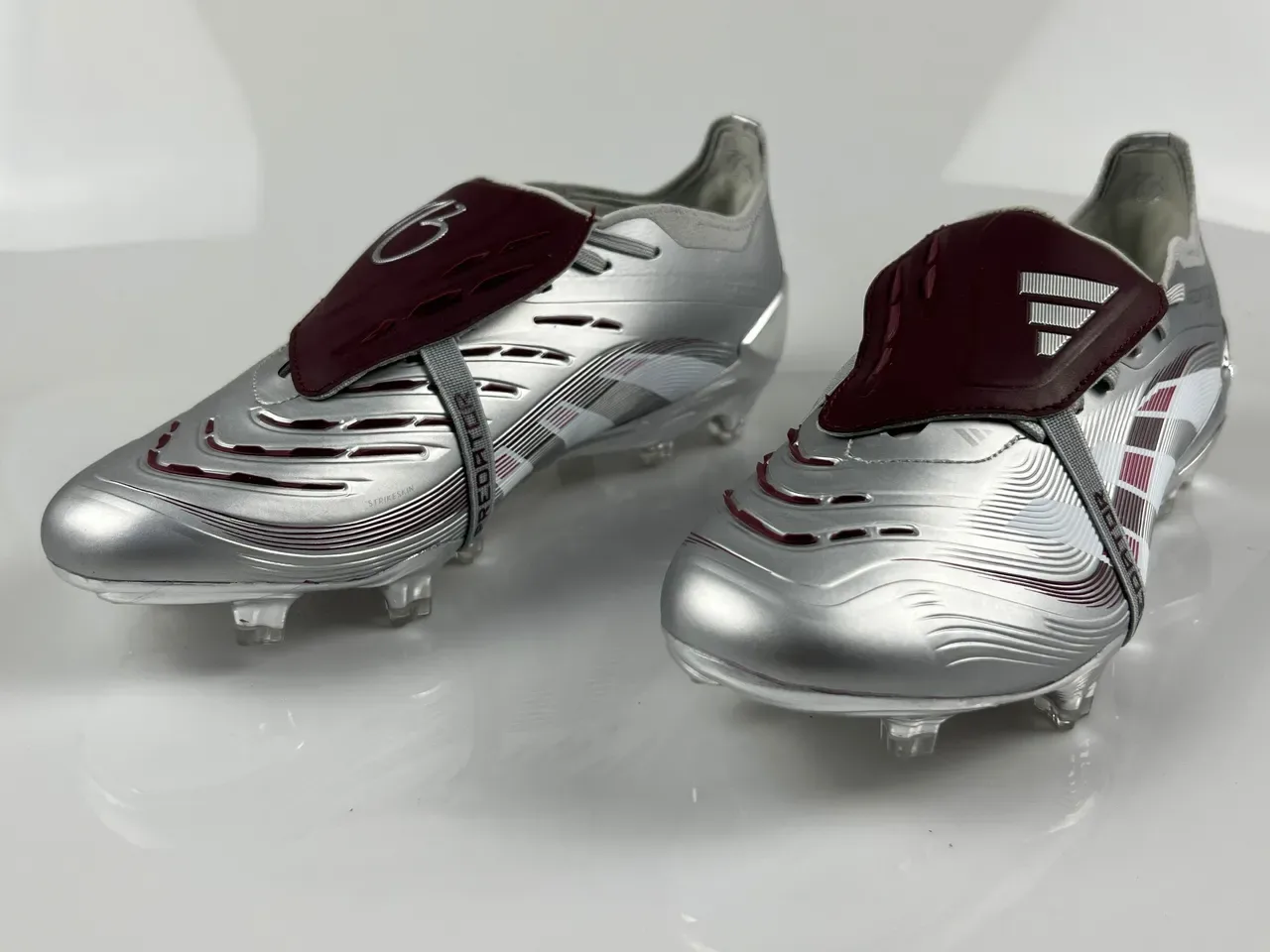 Adidas Predator Argent Violet Métallique Upper Synthétique Motif Ondulé Avant-Pied FG Chaussures de Football 10