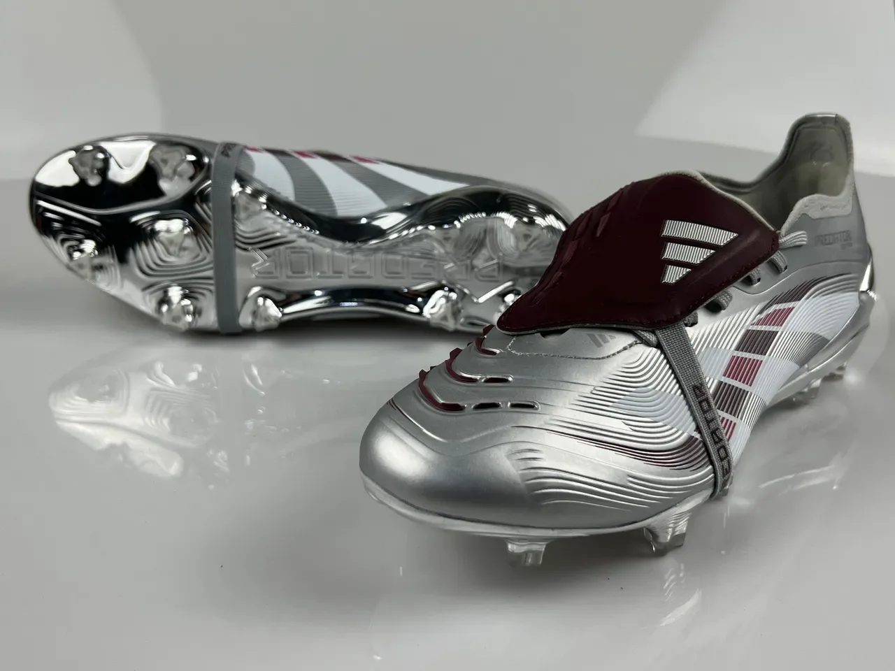 Adidas Predator Argent Violet Métallique Upper Synthétique Motif Ondulé Avant-Pied FG Chaussures de Football 13