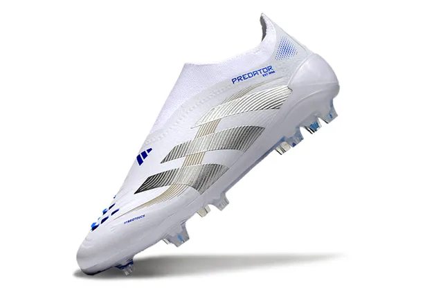 Adidas Predator White Blue Silver Firm-Ground Soccer Shoes 3