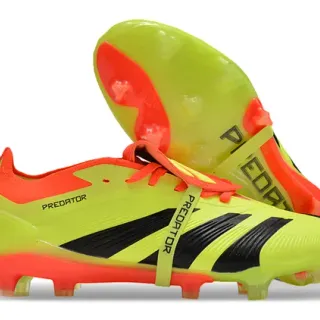Adidas Predator Yellow Orange Low-Cut Silhouette Lace-Lock Strap Firm-Ground Soccer Shoes