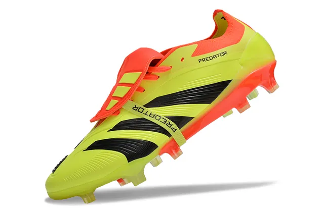 Adidas Predator Yellow Orange Low-Cut Silhouette Lace-Lock Strap Firm-Ground Soccer Shoes 3