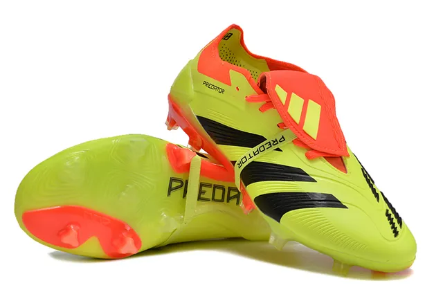 Adidas Predator Yellow Orange Low-Cut Silhouette Lace-Lock Strap Firm-Ground Soccer Shoes 4