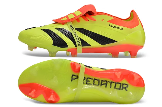 Adidas Predator Yellow Orange Low-Cut Silhouette Lace-Lock Strap Firm-Ground Soccer Shoes 6