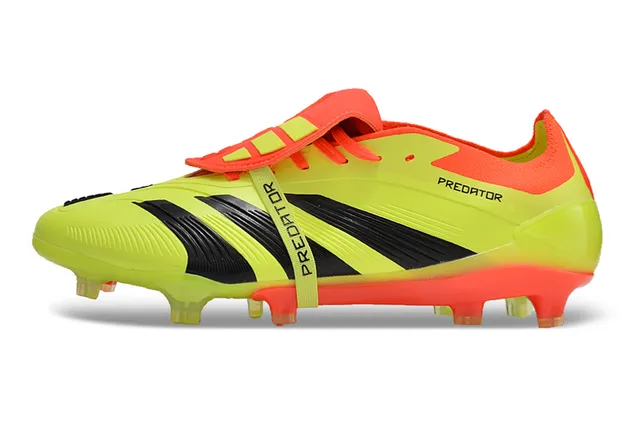 Adidas Predator Yellow Orange Low-Cut Silhouette Lace-Lock Strap Firm-Ground Soccer Shoes 7