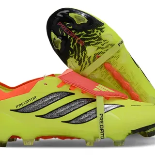 Adidas Predator Yellow Orange Neon Upper Accent Detailing Firm-Ground Soccer Shoes