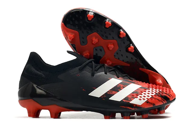 Adidas Rouge Noir Chaussures de Football à Empeine Basse, Ajustement Chaussette, Lacets Asymétriques et Semelle Firm-Ground 2