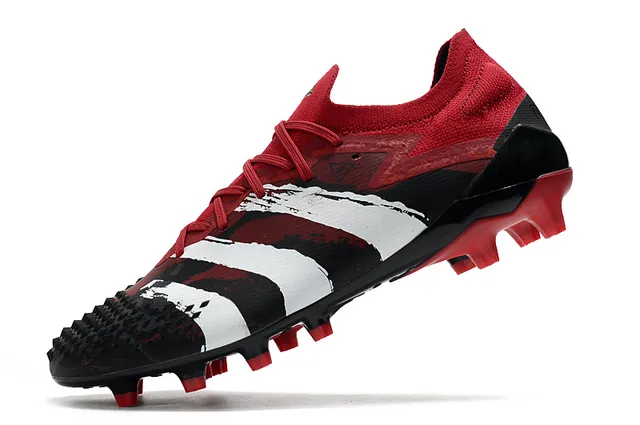 Adidas Rouge Noir Chaussures de Football à Empeine Basse, Ajustement Chaussette, Lacets Asymétriques et Semelle Firm-Ground 15