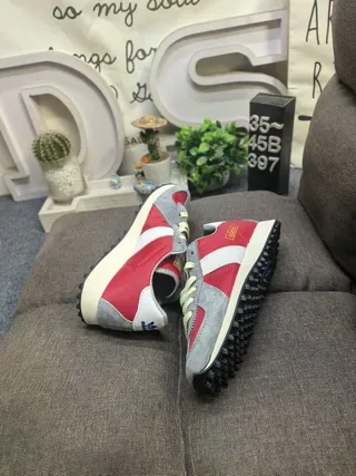 Adidas Red Gray Retro Runner Textile-Panelled Lifestyle Sneakers 6