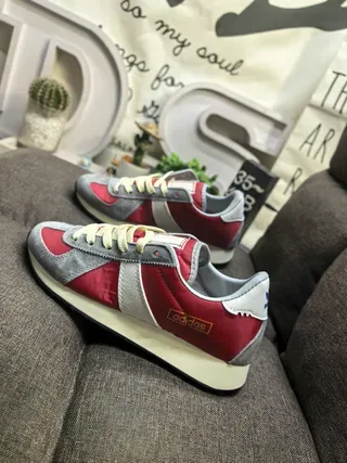 Adidas Red Gray Retro Runner Textile-Panelled Lifestyle Sneakers 7