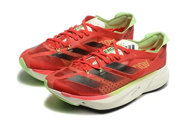 Adidas Red Green Engineered Mesh Upper Three-Stripe Side Panel Running Shoes 6