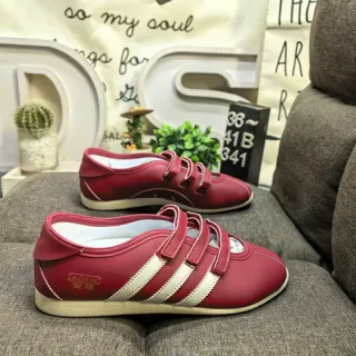 Adidas Red White Low-Top Velcro Strap Closure Lifestyle Sneakers