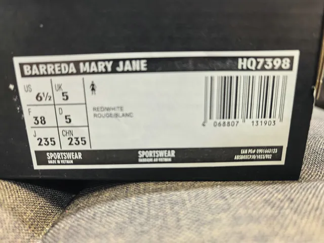 Adidas Red White Suede-Like Upper Three-Stripe Side Panel Mary Jane Shoes 2