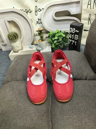 Adidas Red White Suede-Like Upper Three-Stripe Side Panel Mary Jane Shoes 10