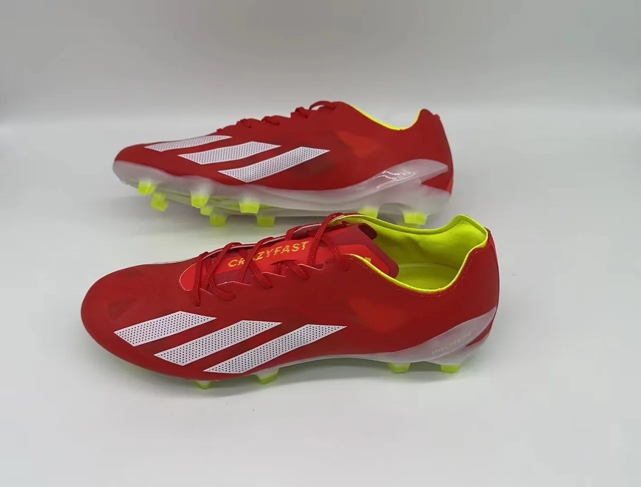 Adidas Red Yellow Low-Cut Synthetic Upper Perforated Three-Stripe Branding Firm-Ground Soccer Shoes 2