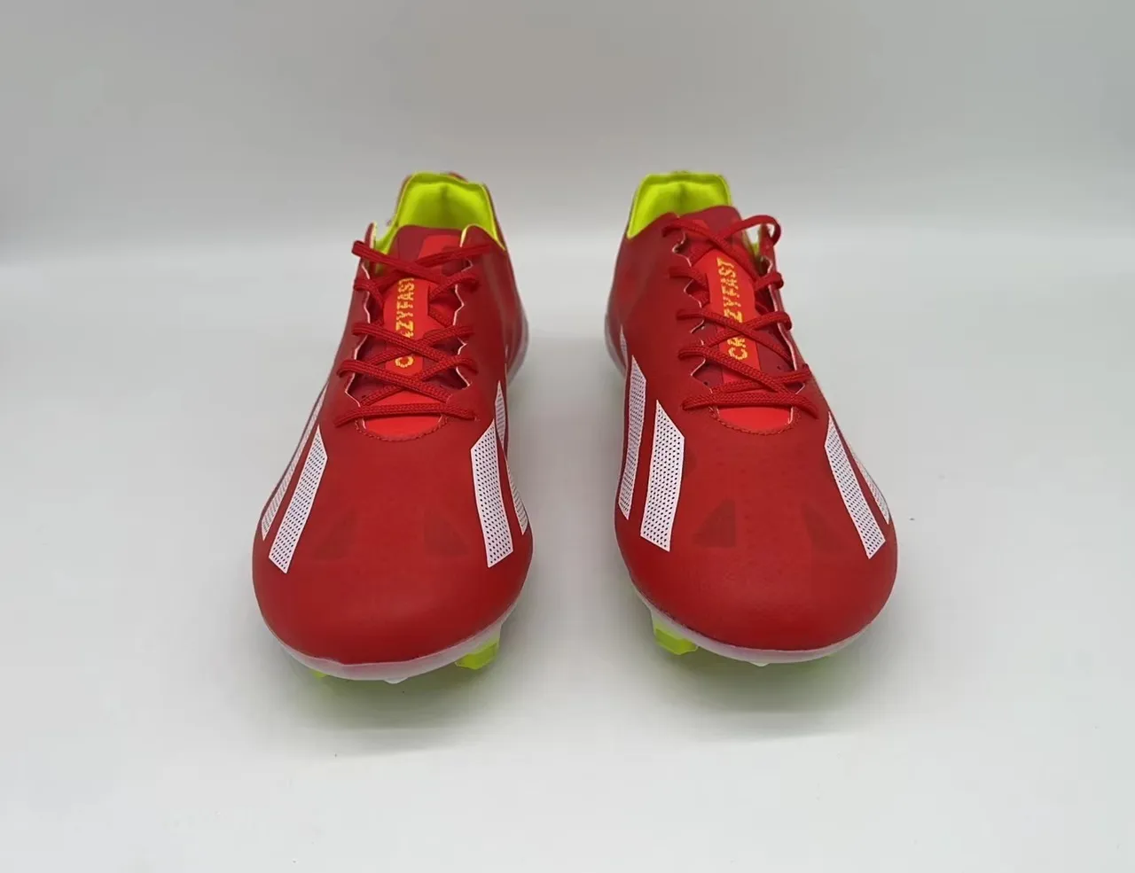 Adidas Red Yellow Low-Cut Synthetic Upper Perforated Three-Stripe Branding Firm-Ground Soccer Shoes 4