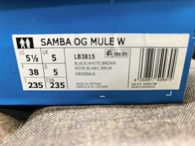 Adidas Samba Black and White Leather Mule Loafers 2