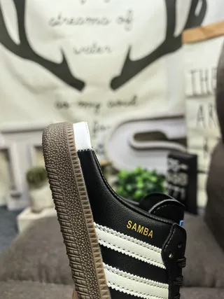Adidas Samba Black and White Leather Mule Loafers 3