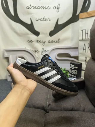 Adidas Samba Black and White Leather Mule Loafers 5