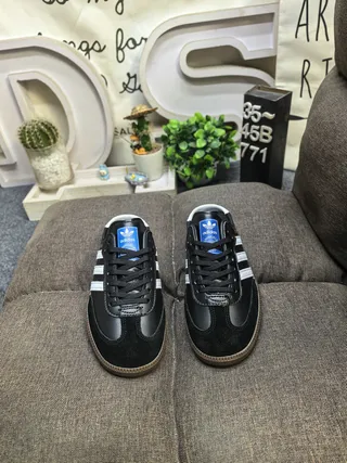 Adidas Samba Black and White Leather Mule Loafers 10