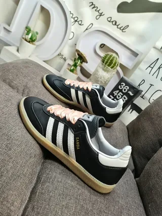 Adidas Samba Black White Peach Pink Lifestyle Sneakers 7