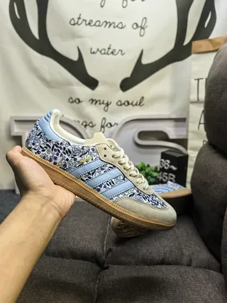 Adidas Samba Floral Print Light Blue Lifestyle Sneakers 5