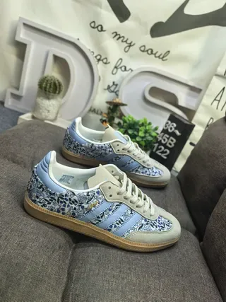 Adidas Samba Floral Print Light Blue Lifestyle Sneakers 9