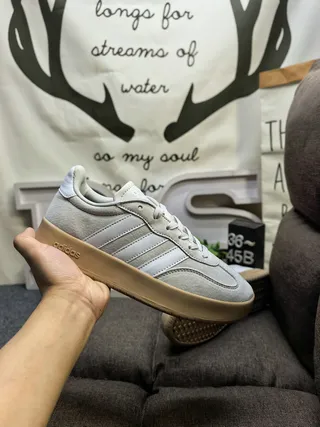 Adidas Samba Gray Beige Low-Top Suede Upper Lifestyle Sneakers 5