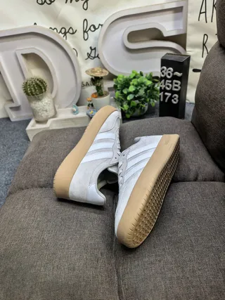 Adidas Samba Gray Beige Low-Top Suede Upper Lifestyle Sneakers 6