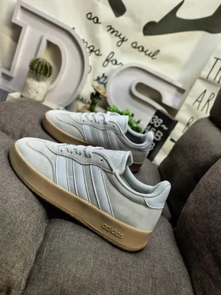 Adidas Samba Gray Beige Low-Top Suede Upper Lifestyle Sneakers 7