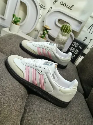 Adidas Samba Off-White and Pink Lifestyle Sneakers 8