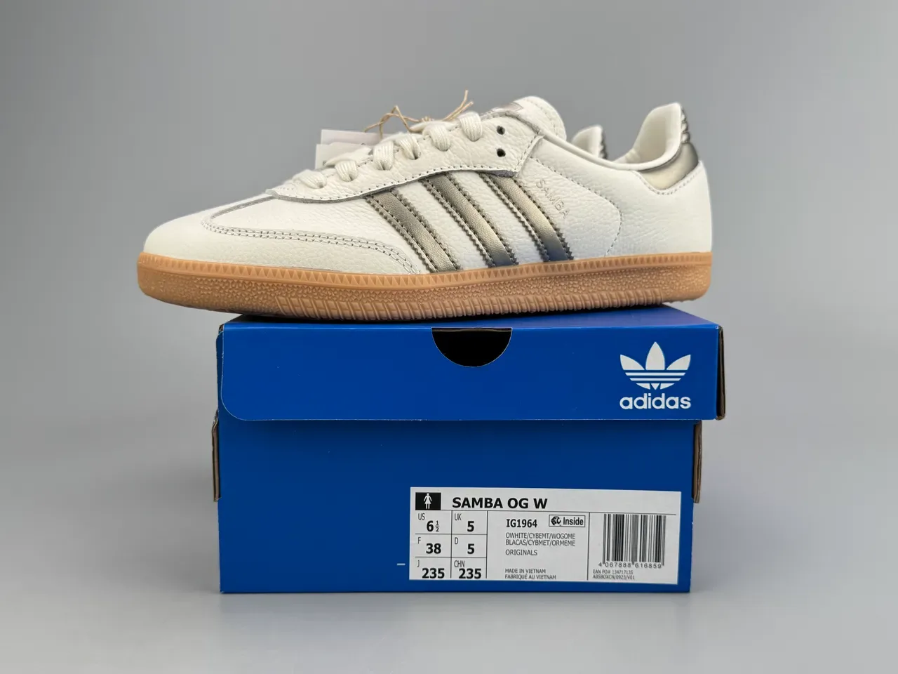 Adidas Samba Off-White Metallic Silver Lifestyle Sneakers 8