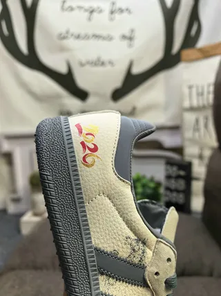 Adidas Samba OG Off-White Gray Red Embroidered Lifestyle Sneakers 3
