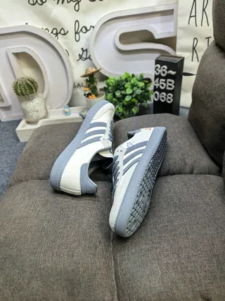 Adidas Samba OG Off-White Gray Red Embroidered Lifestyle Sneakers 6