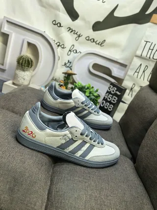 Adidas Samba OG Off-White Gray Red Embroidered Lifestyle Sneakers 9