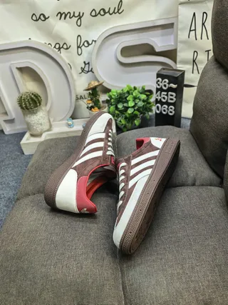 Adidas Samba OG Off-White Gray Red Embroidered Lifestyle Sneakers 16