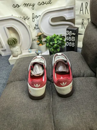 Adidas Samba OG Off-White Gray Red Embroidered Lifestyle Sneakers 18