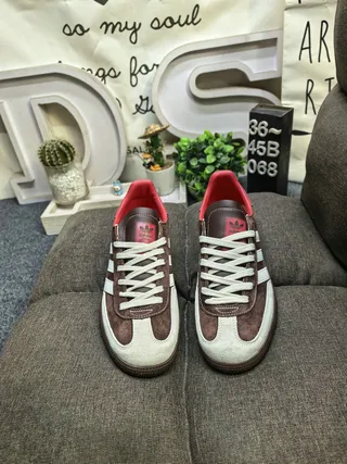 Adidas Samba OG Off-White Gray Red Embroidered Lifestyle Sneakers 20