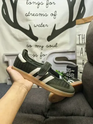 Adidas Samba OG Olive Green Textured Knit Lifestyle Sneakers 5